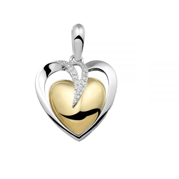 Design ashanger hart van goud omlijst door zirkonia